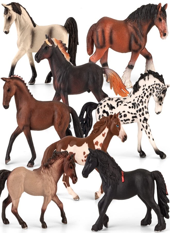 Divwa 8 Pieces 6'' Plastic Horse Figure Toy Set for Girl,Big Realistic Horse Toy Figurine Farm Animal Gift for Boy Toddler Kid,Horse Party Favor Decoration Supplies Birthday Pinata - Image 1